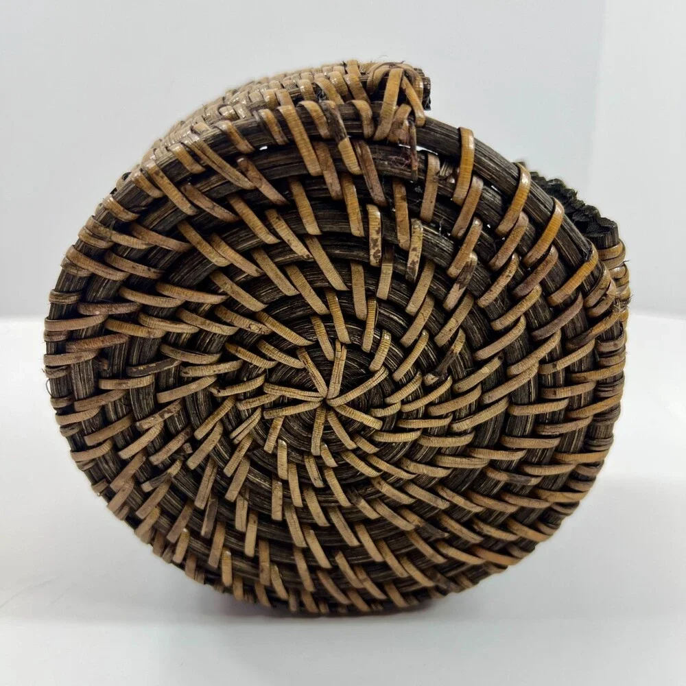 Unbranded Rattan Coaster Set Home OS Brown Excellent Woven 7pc With Holder